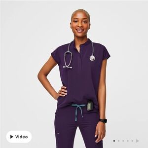 Figs Purple Jam Rafaela Scrub Top Medium